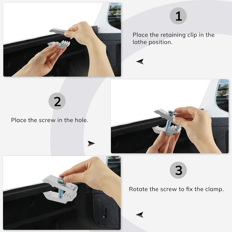 QYMOPAY Aluminum Mounting Clamps Tonneau Cover clamps Truck Topper Clamps for Truck Cover, Cap, Camper Shell 6 Pack Silver - Image 4